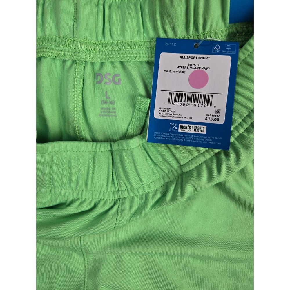 DSG Boys Knit Performance Shorts Hyper Lime Navy Blue Size L 14-16 CKP10918VN - Picture 3 of 4